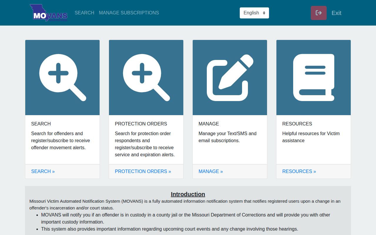 Current Missouri MOVANS person search and registration portal for Ray County records